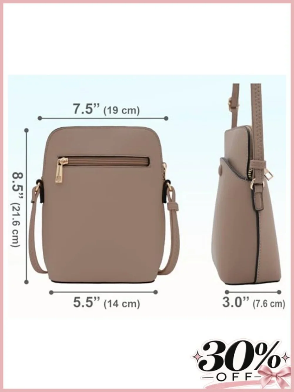 Small Crossbody Bag Vegan Leather Gold Hardware Adjustable Strap Mini Purse
